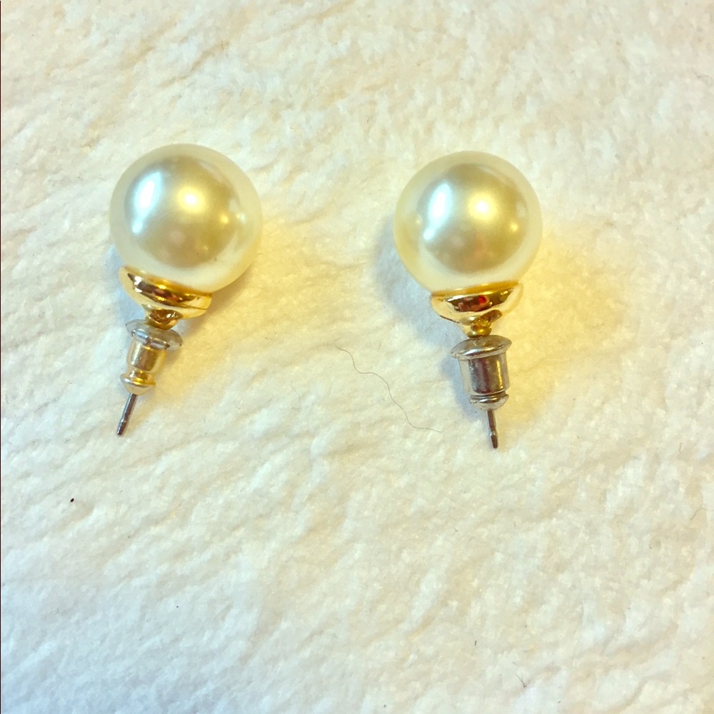 Large faux pearl earrings